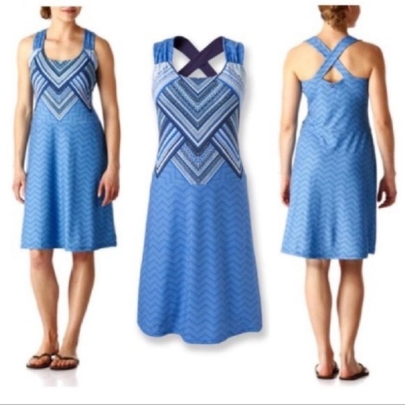 Prana Dresses & Skirts - Prana Phoebe casual dress, incorporated padded bralette, blue, chevron print, L